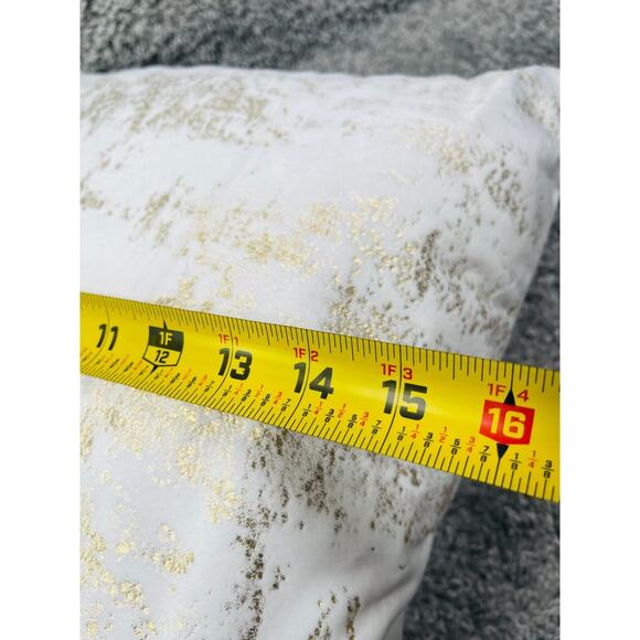 Modern Metallic Gold Copper Print Abstract Art Square Throw Pillow Decorative - Picture 8 of 9